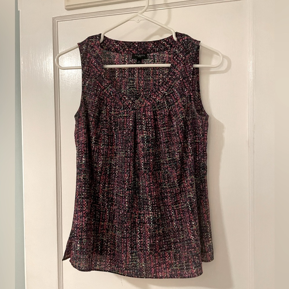 Talbots pleated tank pink green